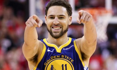 Klay Thomson tout sourire sous les couleurs des Warrios